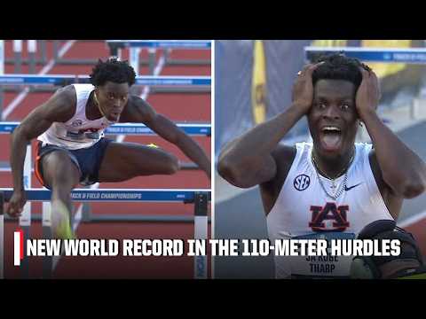 WORLD RECORD 𤯠Auburn's Ja'Kobe Tharp runs a 12.75 in the 110-meter hurdles đ¨ | ESPN