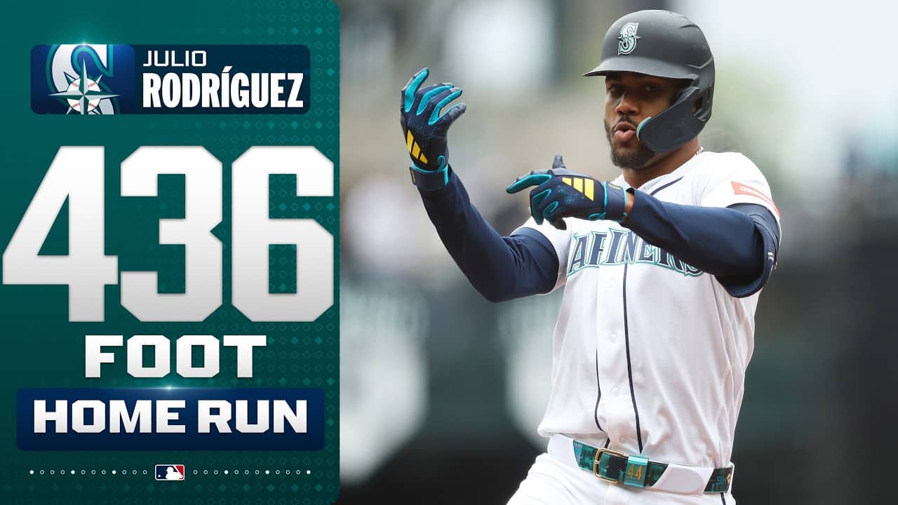 Julio Rodríguez crushes a 436-FOOT HOME RUN to center field for the Mariners! 🔱😤 | MLB Highlights