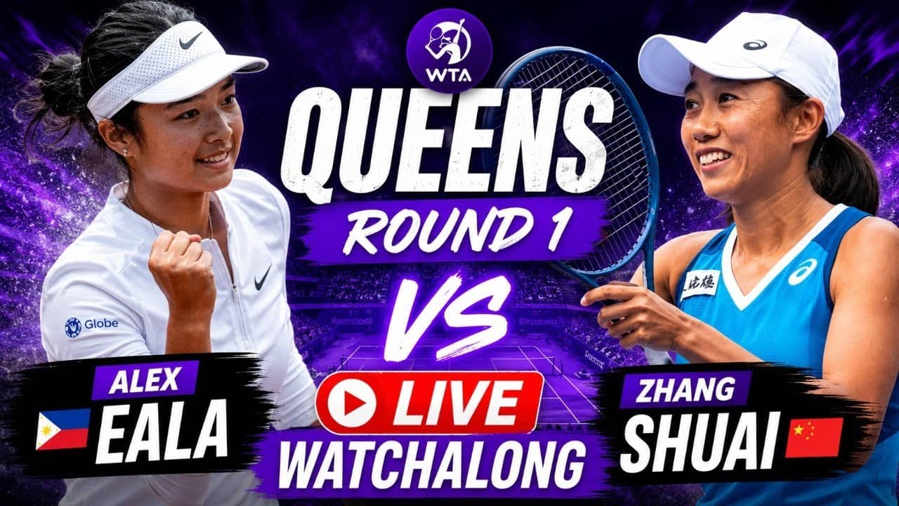 Alex Eala vs Zhang Shuai | WTA Queens 2026 Round 1 | LIVE TENNIS WATCHALONG