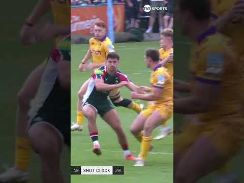 Tommy Freeman scores a spectacular try against Leicester Tigers ๐ | @PREM-Rugby #PREMRugby