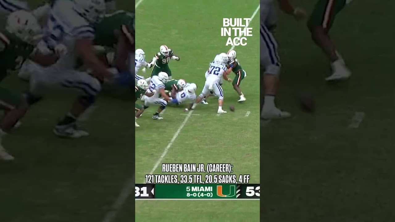 βοΈβπ₯ Game wrecker. Rueben Bain Jr. is #BuiltInTheACC #nfldraft #miamihurricanes #collegefootball