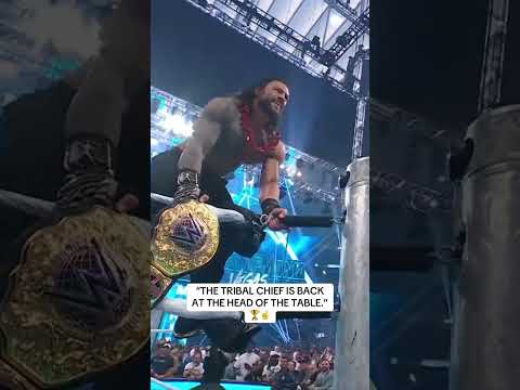 ROMAN REIGNS RAISES THE HEAVYWEIGHT CHAMPIONSHIP BELT HIGH AT #WRESTLEMANIA š„