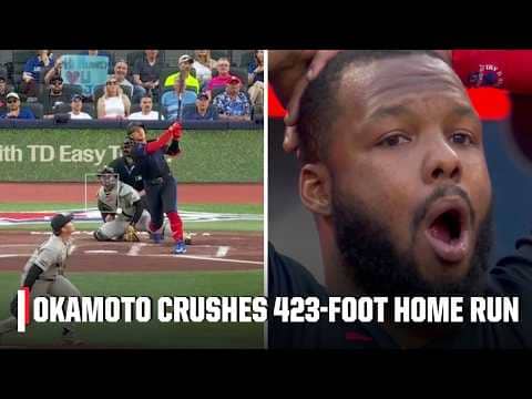 Kazuma Okamoto's moonshot reaches the THIRD DECK & Vladdy can't believe it 🤯 | MLB on ESPN