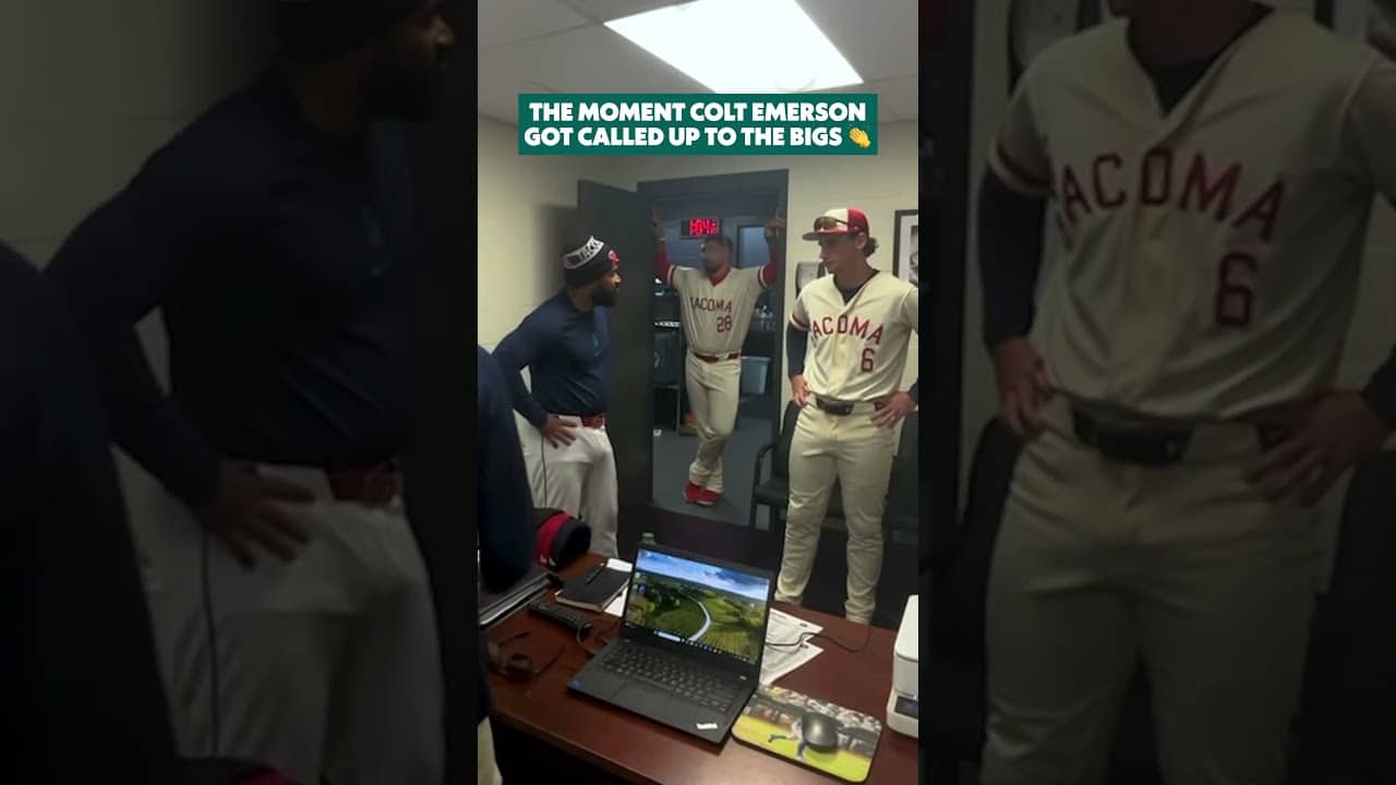 Hop on I-5, you’ve got a ballgame to get to. The moment Colt Emerson got the call 👏 #baseball #mlb