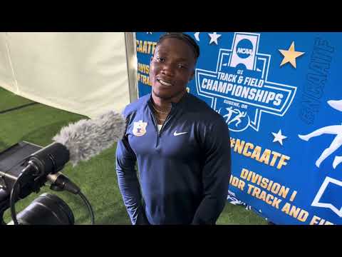 Kayinsola Ajayi after running windy 9.72 to win 2026 NCAA 100m title