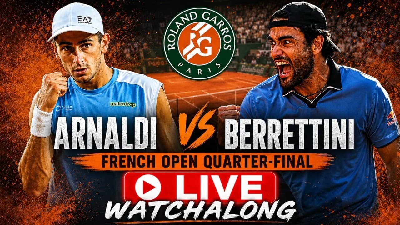 Matteo Arnaldi vs Matteo Berrettini | French Open Quarter-Final | LIVE TENNIS WATCHALONG