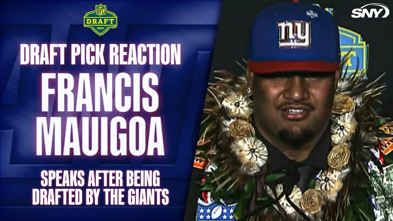Giants 1st round draft pick Francis Mauigoa on John Harbaugh, Arvell Reese, bringing the competition