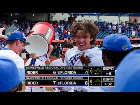 Florida survives Rider with walk-off homer in regional opener