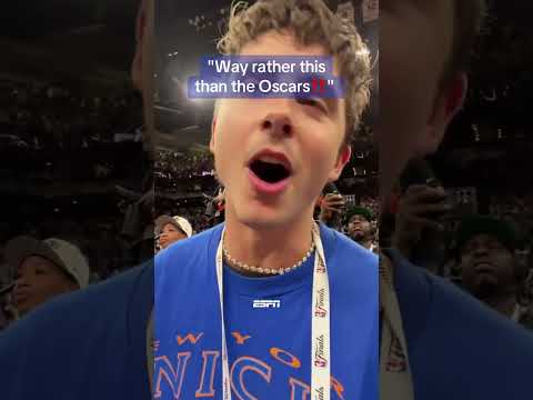 Timothee Chalamet hyped for the Knicks title šš