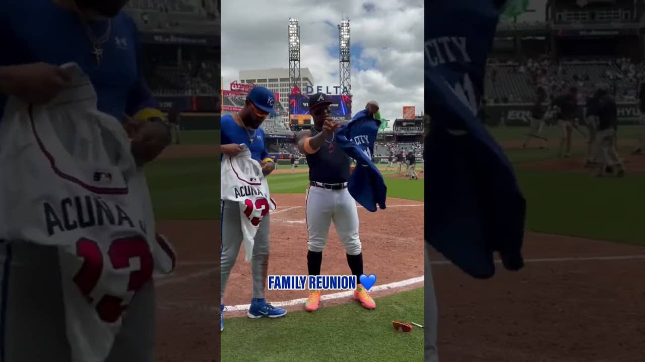 Maikel Garcia and Ronald Acuña Jr. Swap Jerseys #kcroyals #jerseyswap #baseball #MLB #Venezuela