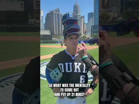 Duke SS Jake Lambdin after a 21-12 win over NC State at the ACC Tournament. #Duke #collegebaseball
