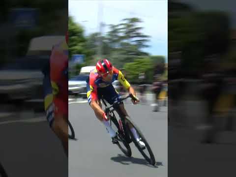 Giulio Ciccone knew this one was close ๐ณ Pushing the bike to its absolute limit ๐ค