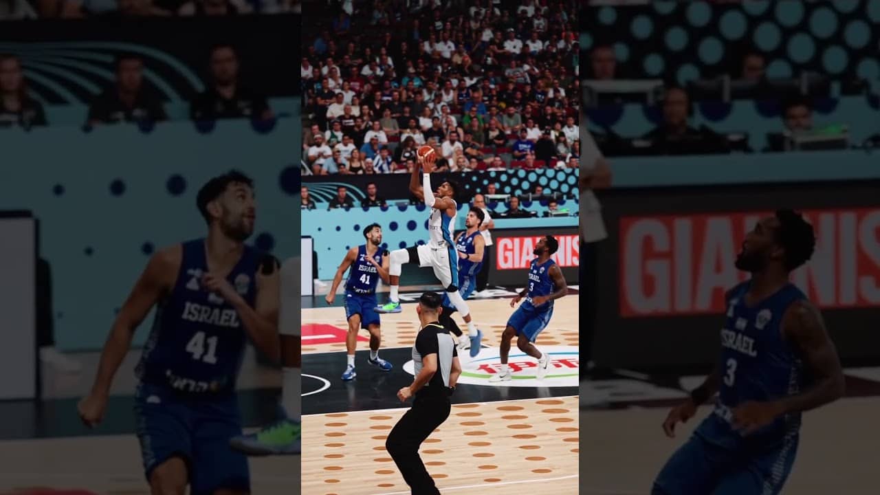 A masterpiece in motion: Giannis Antetokounmpo taking flight ๐จ #EuroBasket