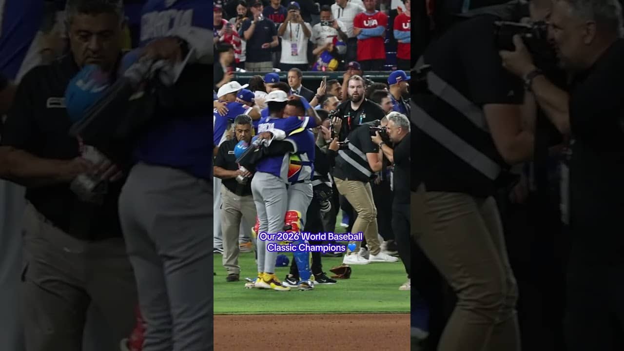 Salvy and Maikel Hug After Winning the World Baseball Classic #worldbaseballclassic #kcroyals