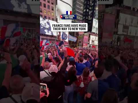 Times Square is BUZZING with France fans ahead of their FIFA World Cup opening showdown with Senegal