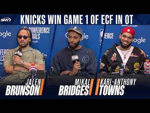 Jalen Brunson, Mikal Bridges and Karl-Anthony Towns on come back win over Cavs in Game 1 of ECF