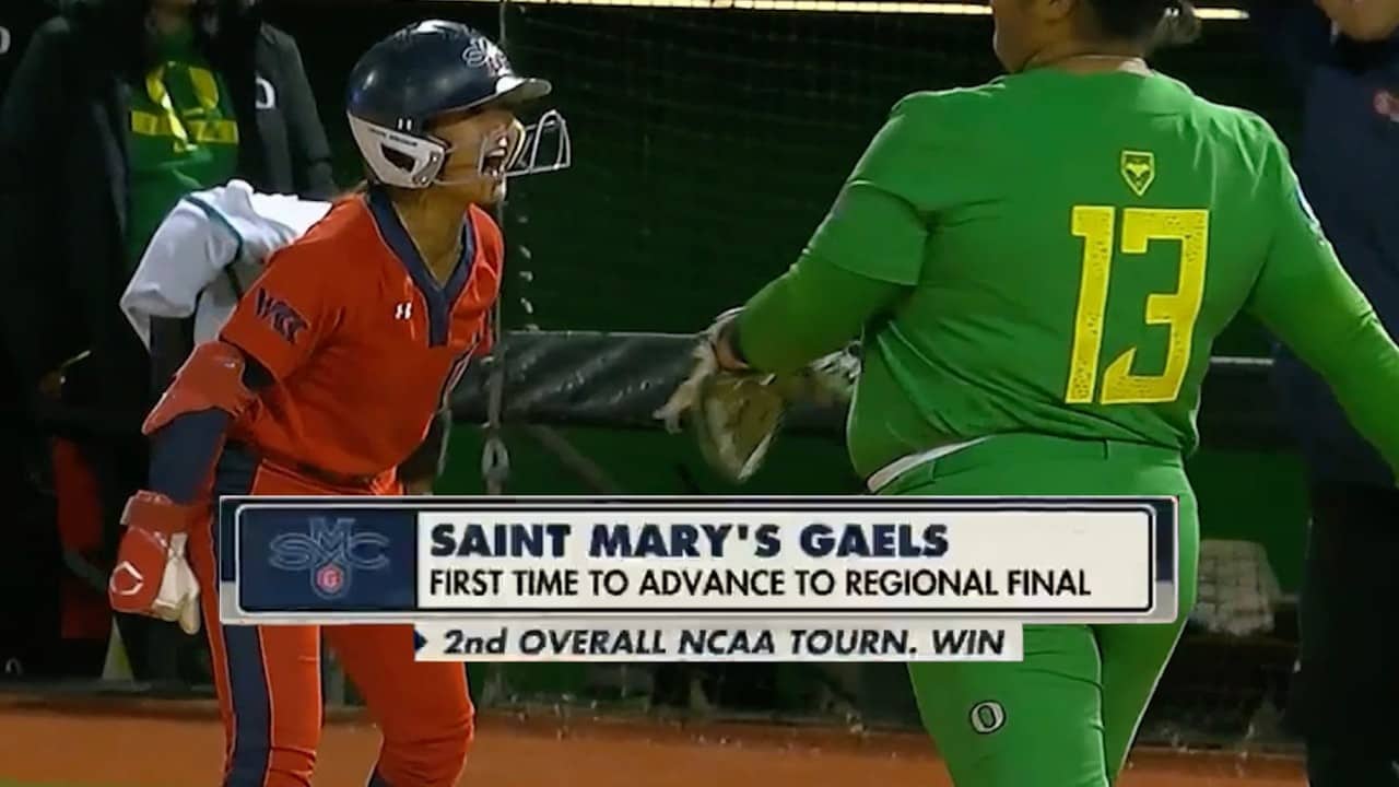 FIRST NATIONAL SEED KNOCKED OUT: Saint Mary's vs. Oregon softball regional highlights