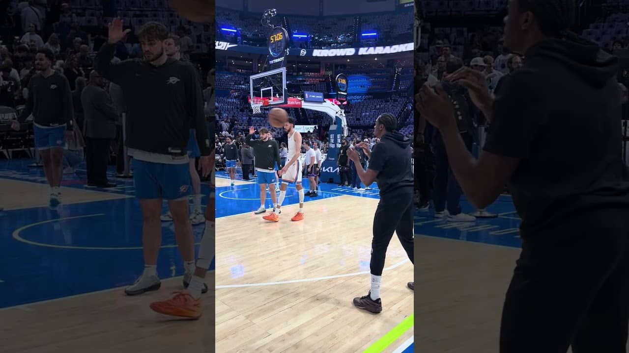 Jalen Williams warming up prior to game 5 against the Spurs #nba