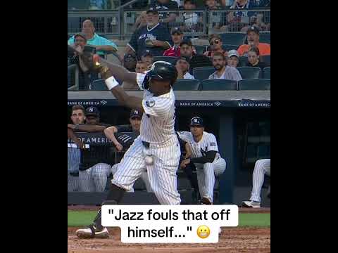 Jazz Chisholm Jr. stayed down in pain after this foul ball. He was removed from the game.