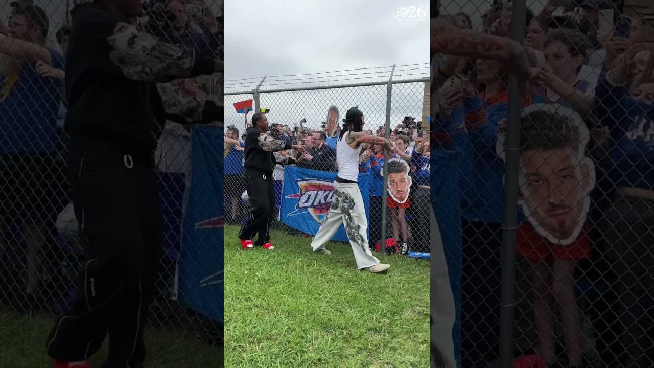 Round 1 wrapped with a traditional welcome home from the Loud & Loyal 👏 #okcthunder