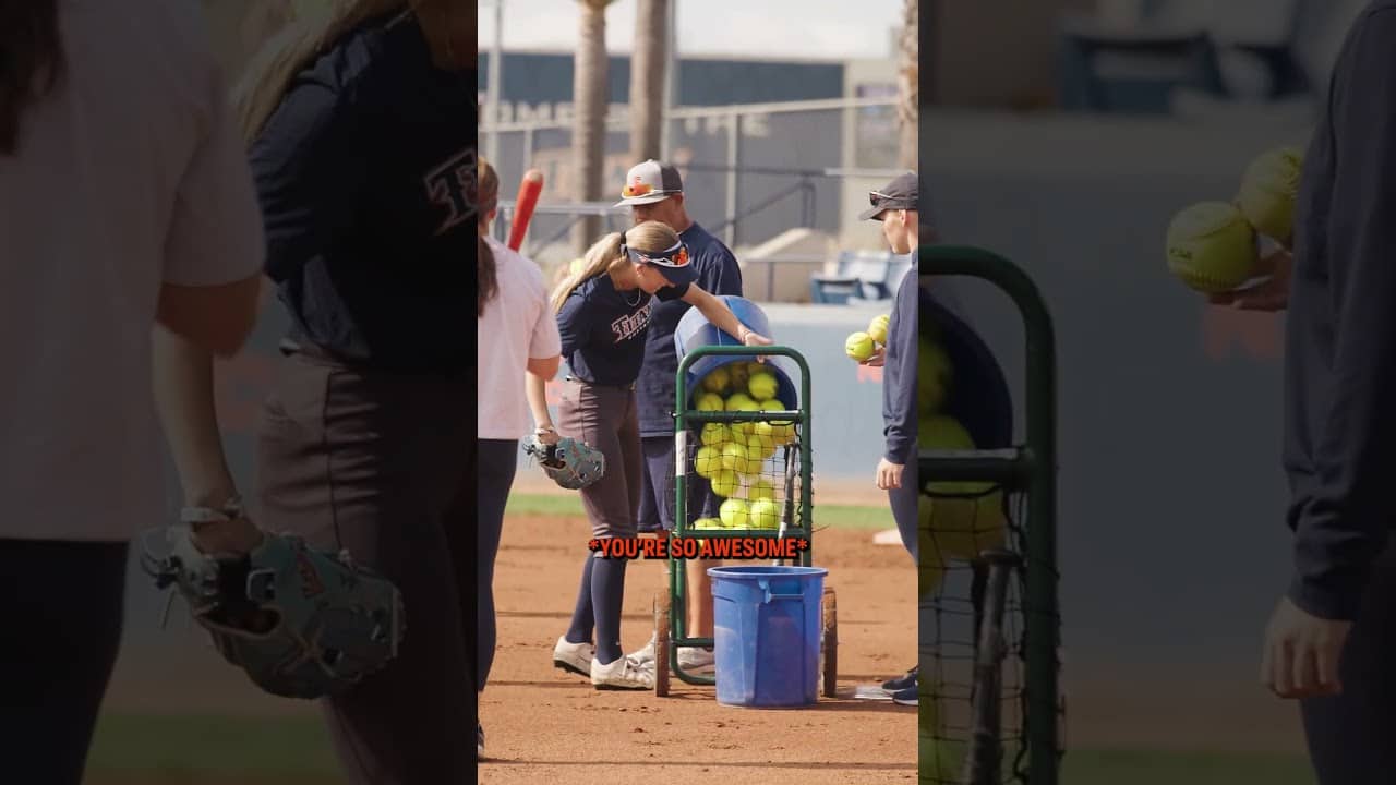 Mic'd up Cal State Fullerton softball practice, with Kate Verhoef 🎤 #shorts