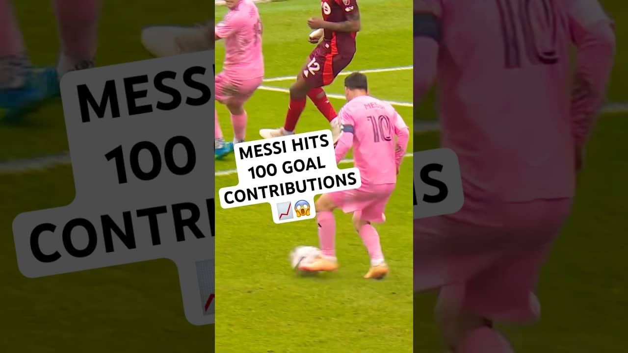 Messi records 100th goal contribution (59 goals 41 assists) in 64 games!🐐