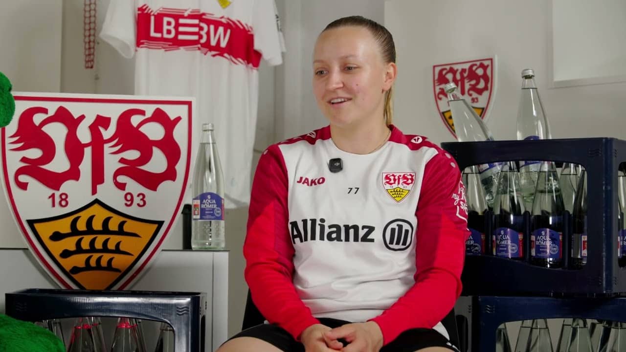 Trinkpause mit Pascal Stenzel und Leonie Schetter (VfB Frauen) – powered by Aqua Römer Quelle