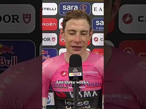 "I'm lost for words!" 🥹 An emotional Vingegaard reacts to becoming the Giro d'Italia champion! 🩷